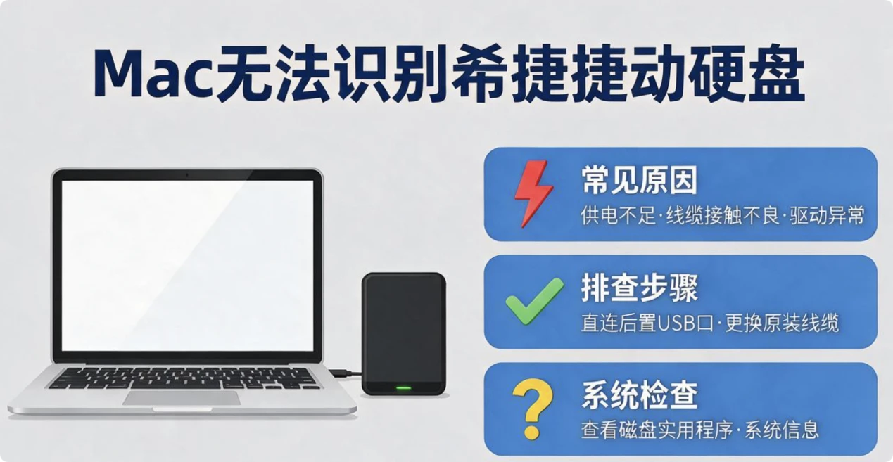 解决Mac电脑无法识别/不显示希捷移动硬盘的问题