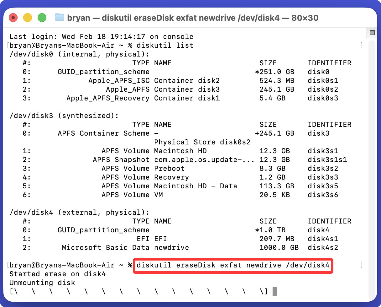 在Mac上格式化西部数码移动硬盘