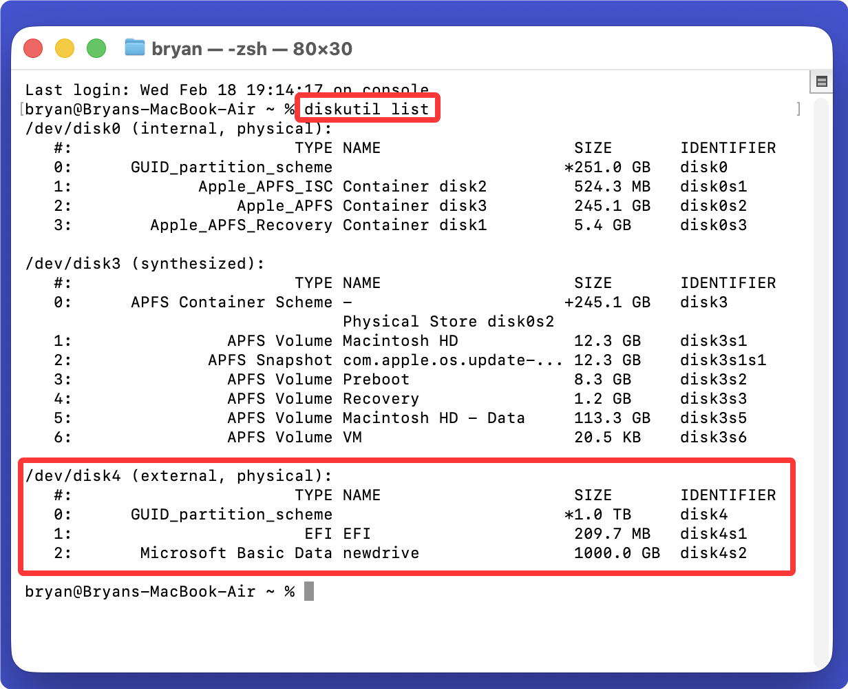 在Mac上格式化西部数码移动硬盘