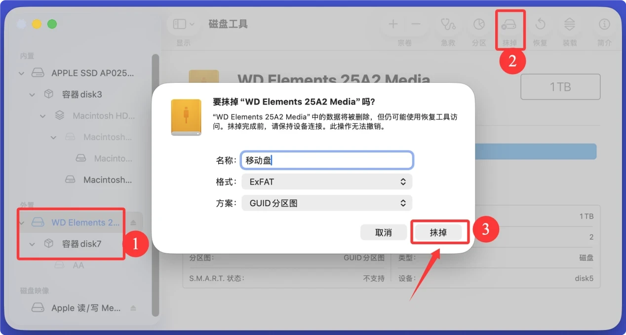 Mac无法读取移动硬盘